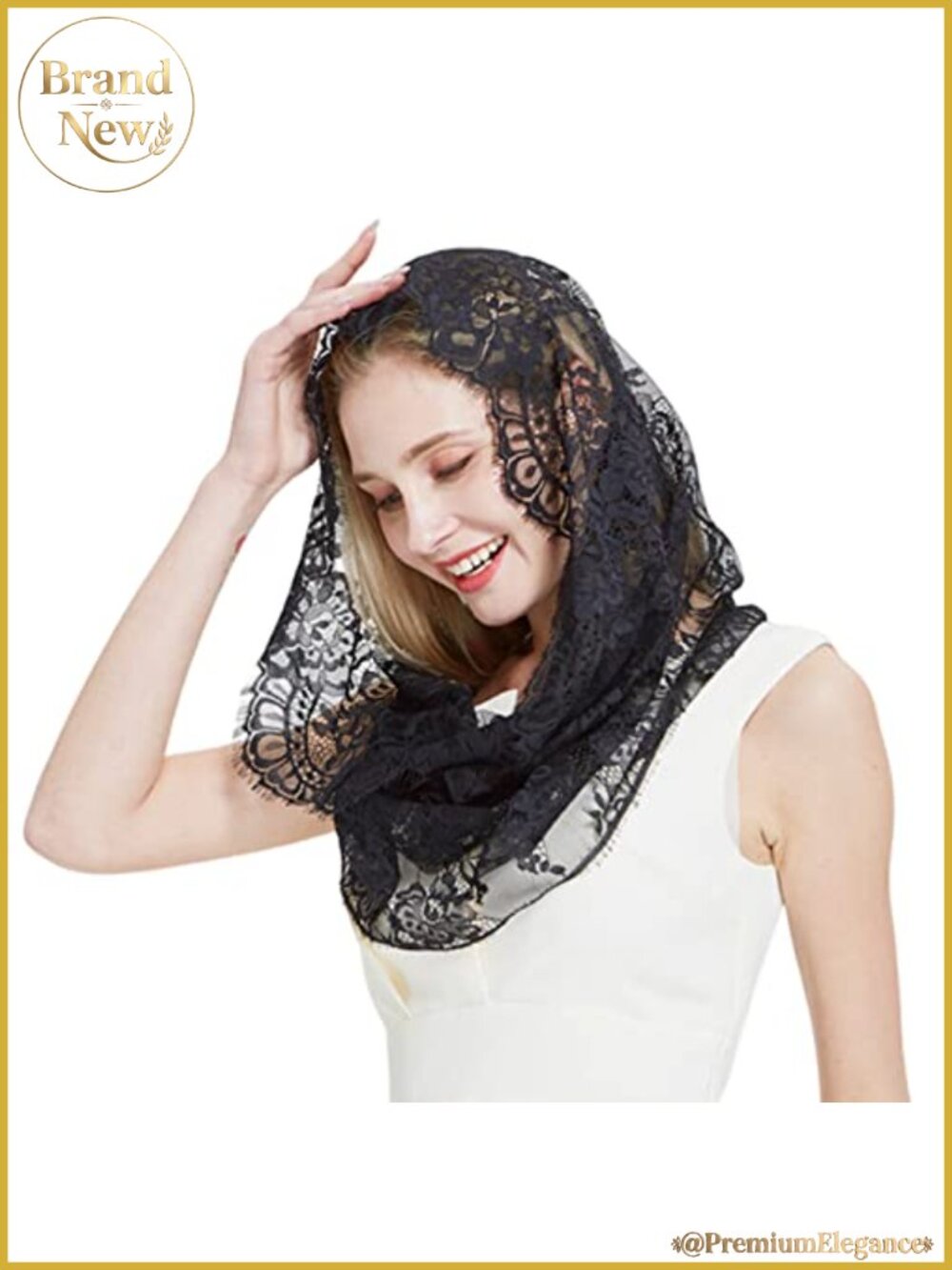 Women's Lace Church Mantilla Veil Chapel Head Covering for Mass with Cotton